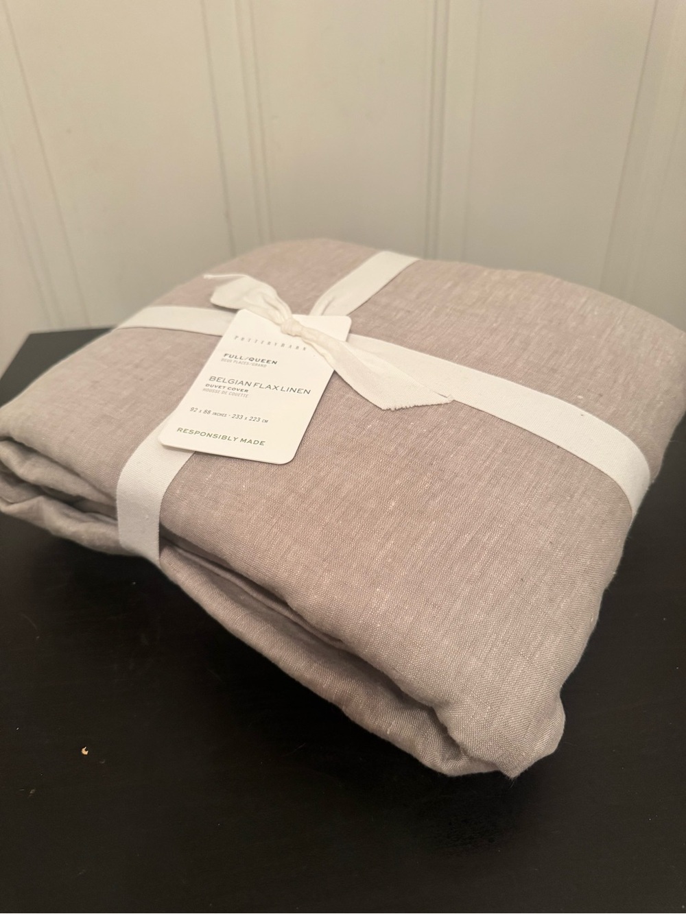 Pottery Barn Belgian Flax Linen Duvet Cover Full/Queen 92x88” Grey NWT